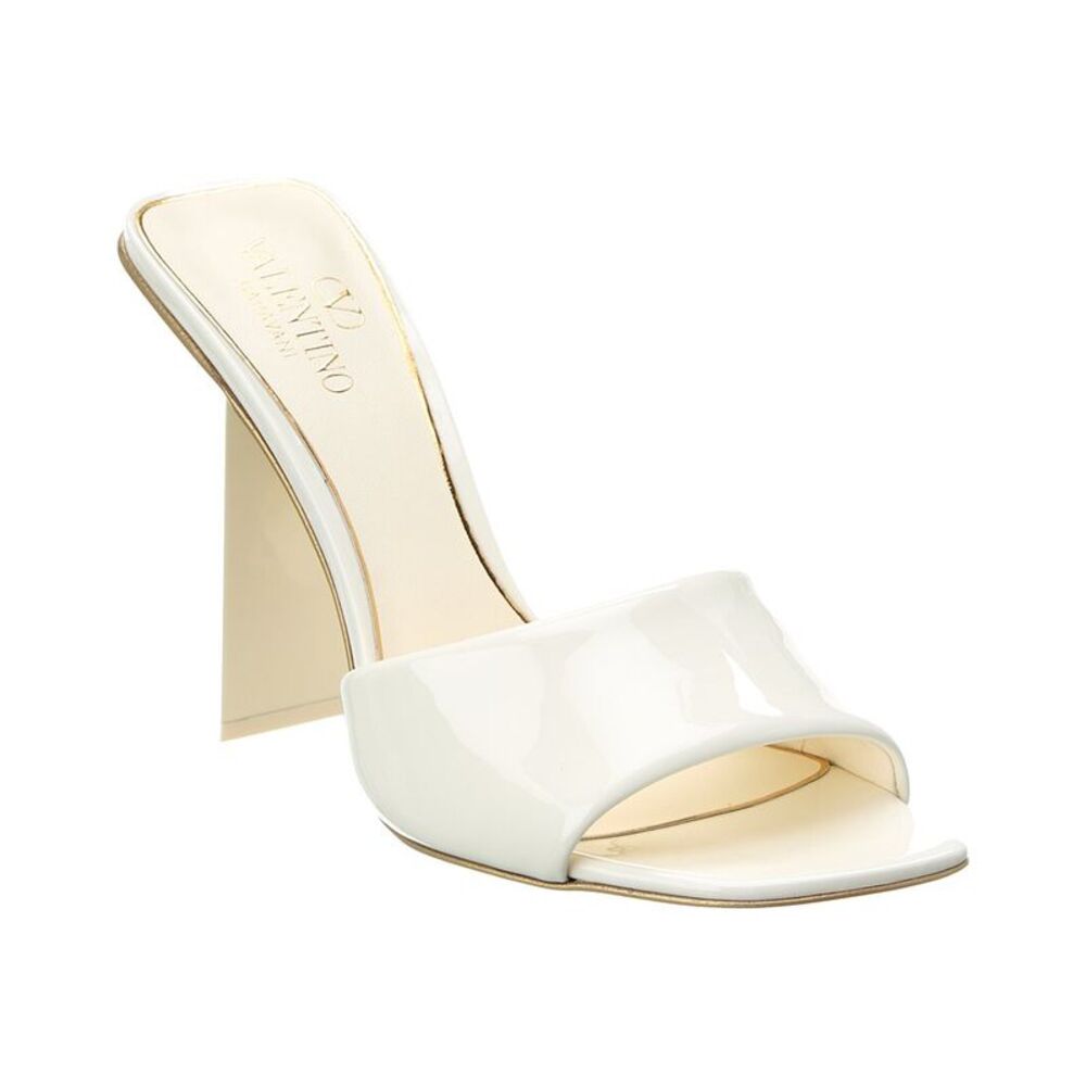 Valentino One Stud 105 Patent Sandal, White
